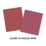 Graphic comparing the color jujube and mulled wine, both which are red colors.