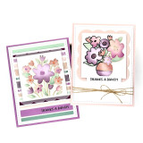 Two handmade greeting cards with flowers on both and thanks a bunch sentiment on it.