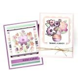 Two handmade greeting cards with flowers on both and thanks a bunch sentiment on it.