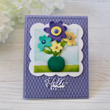 Handmade greeting card with flowers on it and hello friend sentiment on it. Handmade greeting card with flowers on it and hello friend sentiment on it.