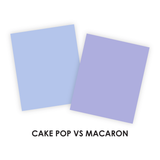 Two images of the cardstock Cake Pop vs. Macaron to show the shade difference.