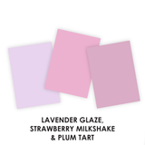 Graphic comparing three different TE purple colors.