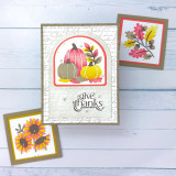 Handmade greeting card with pumpkins on it and give thanks sentiment on it. Handmade greeting card with pumpkins on it and give thanks sentiment on it.