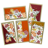5 handmade greeting cards with fall leaves on them and various fall sentiments on each. 5 handmade greeting cards with fall leaves on them and various fall sentiments on each.
