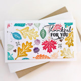 Handmade greeting card with leaves on it and thankful for you sentiment on it. Handmade greeting card with leaves on it and thankful for you sentiment on it.