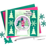 Handmade greeting card with snowman on it in a globe and there's snowbody like you sentiment on it.