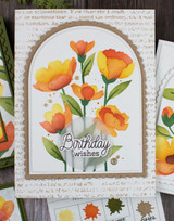 Handmade greeting card with flowers on it and birthday wishes sentiment on it. Handmade greeting card with flowers on it and birthday wishes sentiment on it.