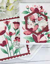 Two handmade greeting cards with flowers on each of them and sentiments on both. Two handmade greeting cards with flowers on each of them and sentiments on both.