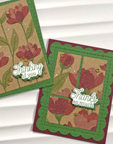 Two handmade greeting cards with flowers on each of them with different sentiments. Two handmade greeting cards with flowers on each of them with different sentiments.