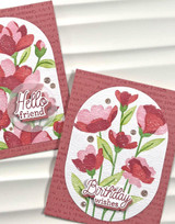 Two handmade greeting cards with flowers on each of them with different sentiments. Two handmade greeting cards with flowers on each of them with different sentiments.