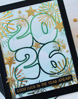 Handmade greeting card with 2026 on it and good luck in the year ahead sentiment on it.