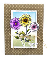 Handmade greeting card with flowers on it and love you sentiment on it.