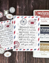 Handmade greeting card with postage stamps on it and a strength sentiment on it.