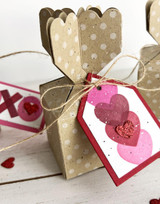 Handmade gift box with a heart tag on it.