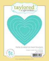 Graphic with Petite Scallop Full Heart Stacklets set of 5 that includes scalloped hearts for die cutting for papercrafting.