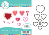 Graphic of Heart to Heart Stamp and Die Combo that creates various heart shapes for papercrafting.