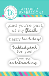 Image of Critter Crew Clear Stamp Set - Flamingo Squawks which includes flamingo themed sentiments for papercrafting.
