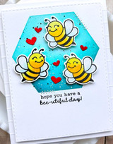Handmade greeting card with bees on it and hope you have a bee-utiful day sentiment on it.