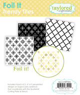Graphic of Foil It - Trendy Tiles which includes 4 each of 3 different tile patterns for paprecrafting.