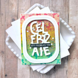 Handmade greeting card with celebrate sentiment on it.