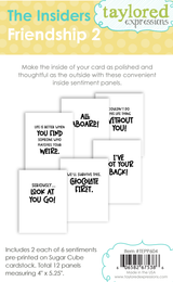 Graphic of The Insiders - Friendship 2 which includes 2 each of 6 sentiments pre-printed on paper.