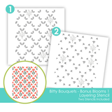 Graphic of Bitty Bouquets - Bonus Blooms 1 Layering Stencil to create flowers for papercrafting.