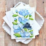 Handmade greeting card with flowers on it and with gratitude sentiment on it.