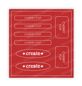 Graphic of Love to Label Sticker Sheet - Cherry Pop which is a red color.