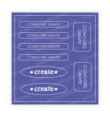 Graphic of Love to Label Sticker Sheet - Concord Grape which is a purple color.