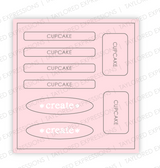 Graphic of Love to Label Sticker Sheet - Cupcake which is a pink color.