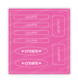 Graphic of Love to Label Sticker Sheet - Lollipop which is a pink color.