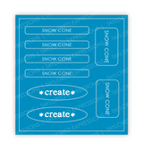 Graphic of Love to Label Sticker Sheet - Snow Cone which is a blue color.