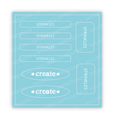 Graphic of Love to Label Sticker Sheet - Sprinkles which is a blue color.