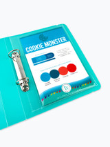 Image of Simple Storage - Medium Binder opened up with a palette playbook inside.