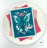 Handmade greeting card with butterfly on it and thanks so much sentiment on it.