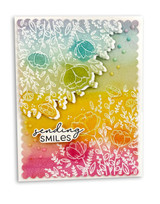 Handmade greeting card with flowers on it and sending smiles sentiment on it.