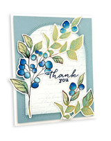 Handmade greeting card with sprigs on it and tank you sentiment on it.