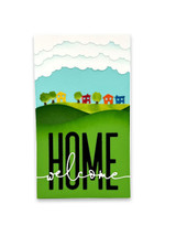 Handmade greeting card with welcome home sentiment on it.