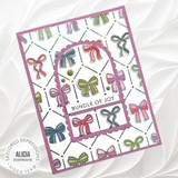 Handmade greeting card with bows on it and bundle of joy sentiment on it.