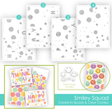 Graphic of Create-in-Quads Layering Stencil - Smiley Squad + Clear Add-ons.