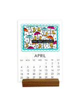 Handmade calendar with umbrella and boots on it for April.