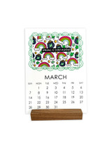 Handmade calendar with rainbows and lucky charms on it for March.