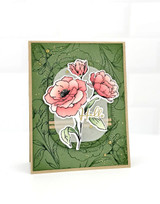 Handmade greeting card with flowers on it and hello sentiment on it.