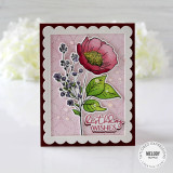 Handmade greeting card with flowers on it and birthday wishes sentiment on it.