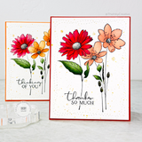 Handmade greeting card with flowers on it and thanks so much sentiment on it.