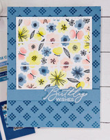 Handmade greeting card with flowers on it and birthday wishes sentiment on it.