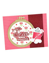 Handmade greeting card with embroidery on it and sew thoughtful sentiment on it.