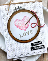 Handmade greeting card with embroidery on it and you are wonderful sentiment on it.