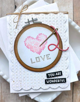 Handmade greeting card with embroidery on it and you are wonderful sentiment on it.