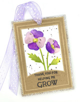 Handmade greeting card with flowers on it and thank you for helping me grow sentiment on it.